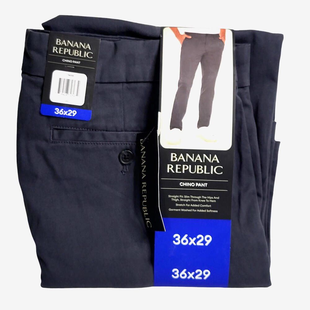 Banana Republic Men's Chino Pants Size 36x29 Gray NEW Straight Slim Stretch Fit